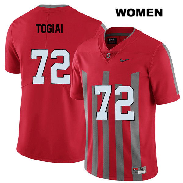 Ohio State Buckeyes Women's Tommy Togiai #72 Red Authentic Nike Elite College NCAA Stitched Football Jersey PX19D02KG